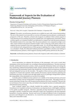 Framework of Aspects for the Evaluation of Multimodal Journey Planners
