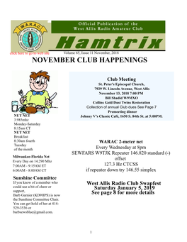 November Club Happenings