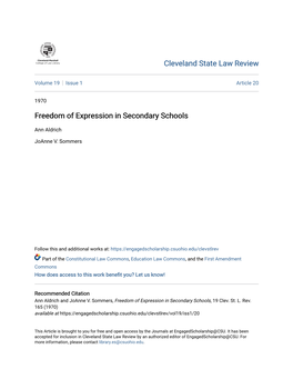 Freedom of Expression in Secondary Schools