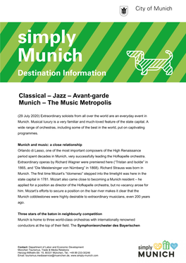 Classical – Jazz – Avant-Garde Munich – the Music Metropolis
