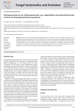 Associated with Leaf Spot and Fruit Rot of Pomegranate (Punica Granatum)