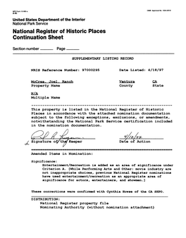 National Register of Historic Places Continuation Sheet