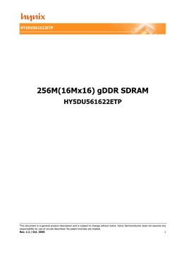 256M(16Mx16) Gddr SDRAM HY5DU561622ETP