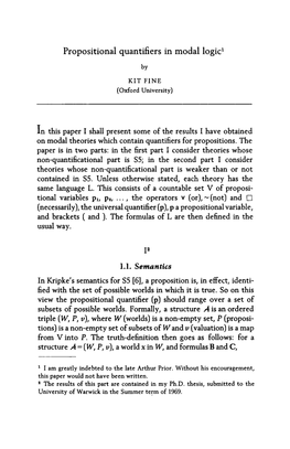 Propositional Quantifiers in Modal Logic1