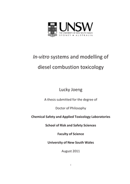 In-Vitro Systems and Modelling of Diesel Combustion Toxicology