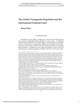 The Global Transgender Population and the International Criminal Court