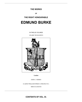 The Works of the Right Honourable Edmund Burke, Vol. XI