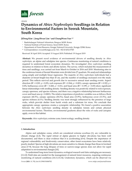 Dynamics of Abies Nephrolepis Seedlings in Relation to Environmental Factors in Seorak Mountain, South Korea