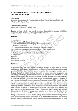 Heat-Shock Response in Thermophilic Microorganisms - Mosè Rossi, Annamaria Guagliardi