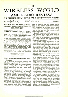 Wireless World and Radio Review the Official Organ of the Radio Society of Gt