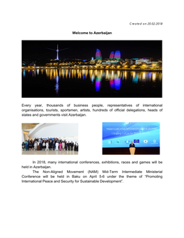 Azerbaijan Every Year, Thousands of Business People, Representatives Of