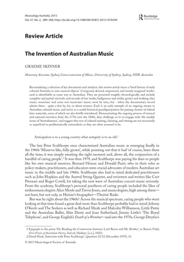 Review Article the Invention of Australian Music
