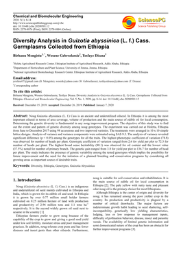 Diversity Analysis in Guizotia Abyssinica (L