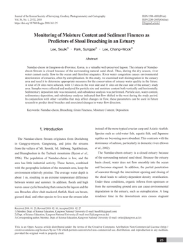 Monitoring of Moisture Content and Sediment Fineness As Predictors of Shoal Breaching in an Estuary