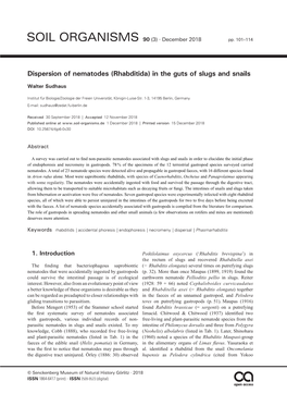 Dispersion of Nematodes (Rhabditida) in the Guts of Slugs and Snails