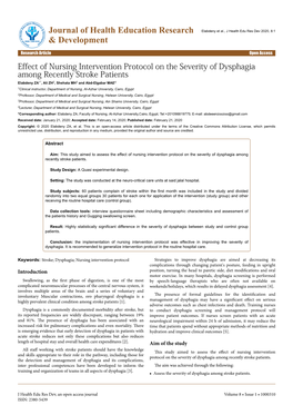 Effect of Nursing Intervention Protocol on the Severity of Dysphagia