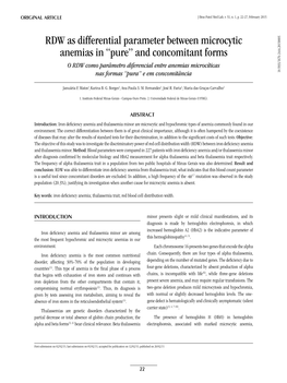 RDW As Differential Parameter Between Microcytic Anemias in “Pure”