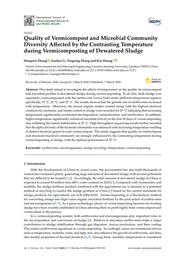 Quality of Vermicompost and Microbial Community Diversity Affected By