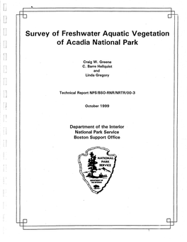 Survey of Freshwater Aquatic Vegetation of Acadia National Park