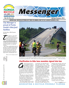 Spring+Summer 2012 OFFICIAL NEWSLETTER of the FLORIDA BICYCLE ASSOCIATION, INC