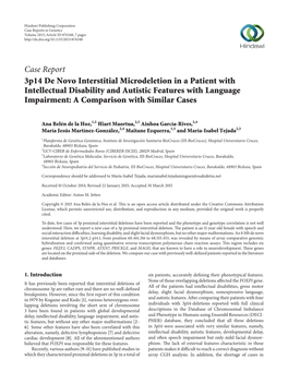 3P14 De Novo Interstitial Microdeletion in a Patient with Intellectual Disability and Autistic Features with Language Impairment: a Comparison with Similar Cases