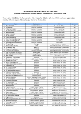 General Election to the II-Outer Manipur Parliamentary Constituency, 2019)