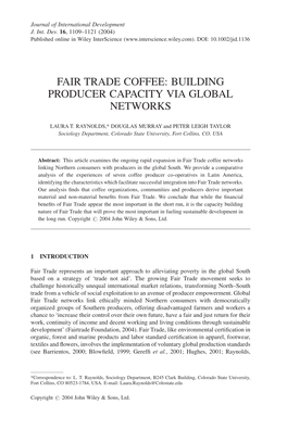 Fair Trade Coffee: Building Producer Capacity Via Global Networks