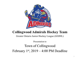 Collingwood Admirals Hockey Team Town of Collingwood February