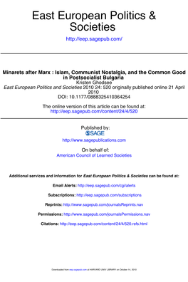 Societies East European Politics &