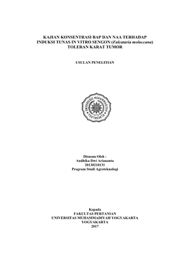 KAJIAN KONSENTRASI BAP DAN NAA TERHADAP INDUKSI TUNAS in VITRO SENGON (Falcataria Moluccana) TOLERAN KARAT TUMOR