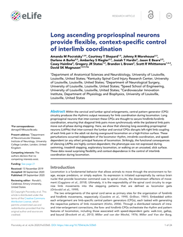 Long Ascending Propriospinal Neurons Provide Flexible, Context