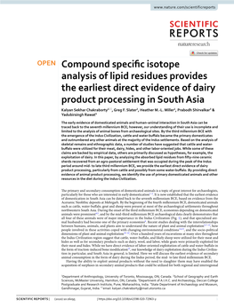 Compound Specific Isotope Analysis of Lipid Residues Provides the Earliest