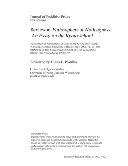 Review of Philosophers of Nothingness: an Essay on the Kyoto School