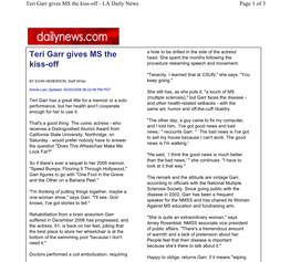 Teri Garr Gives MS the Kiss-Off - LA Daily News Page 1 of 3