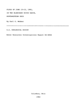 By Earl E. Webber Water Resources Investigations Report 82-4044