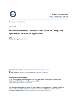 Resorcinarene-Based Cavitands: from Structural Design and Synthesis to Separations Applications