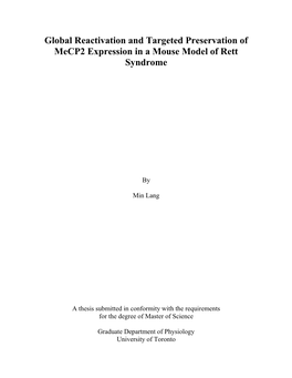 Global Reactivation and Targeted Preservation of Mecp2 Expression in a Mouse Model of Rett Syndrome