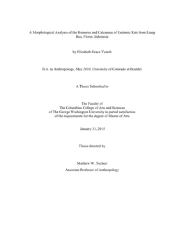 A Morphological Analysis of the Humerus and Calcaneus of Endemic Rats from Liang Bua, Flores, Indonesia