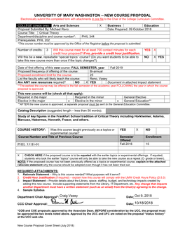 New Course Proposal Phil 331H-01 10/18/2018