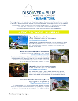 Printable PDF Michigan Thumbcoast Heritage Tour