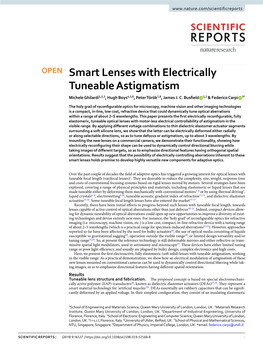 Smart Lenses with Electrically Tuneable Astigmatism Michele Ghilardi1,2,3, Hugh Boys4,5,6, Peter Török7,8, James J