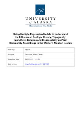 Using Multiple Regression Models to Understand the Influence of Geologic History, Topography, Island Size, Isolation and Disper