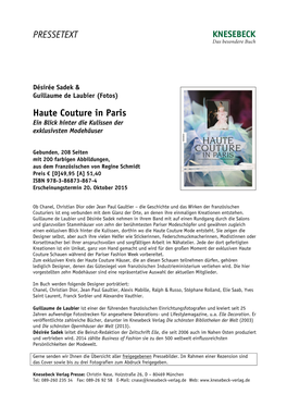 PRESSETEXT Haute Couture in Paris