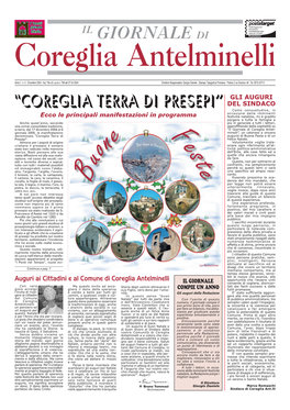 Il Giornale Di Coreglia Antel- Gennaio 2005, La Manifestazione Minelli”, Un Caloroso E Sincero Denominata “Coreglia Terra Di Augurio Di Buone Feste E Di Un Presepi”