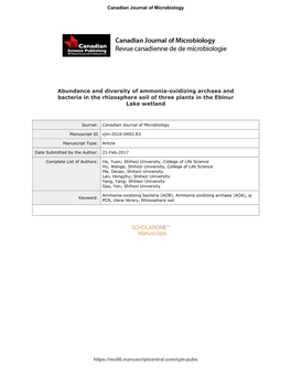 Abundance and Diversity of Ammonia-Oxidizing Archaea and Bacteria in the Rhizosphere Soil Of