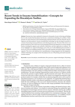 Recent Trends in Enzyme Immobilization—Concepts for Expanding the Biocatalysis Toolbox