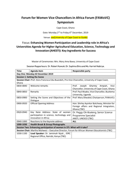 Forum for Women Vice Chancellors in Africa Forum (Fawovc) Symposium