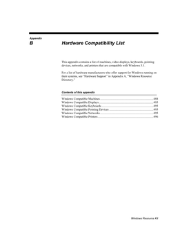B Hardware Compatibility List