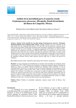 Análisis De La Mortalidad Para El Camarón Rosado Farfantepenaeus Duorarum (Decapoda, Dendrobranchiata) Del Banco De Campeche, México