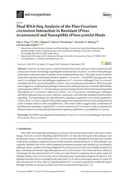 Dual RNA-Seq Analysis of the Pine-Fusarium Circinatum Interaction in Resistant (Pinus Tecunumanii) and Susceptible (Pinus Patula) Hosts